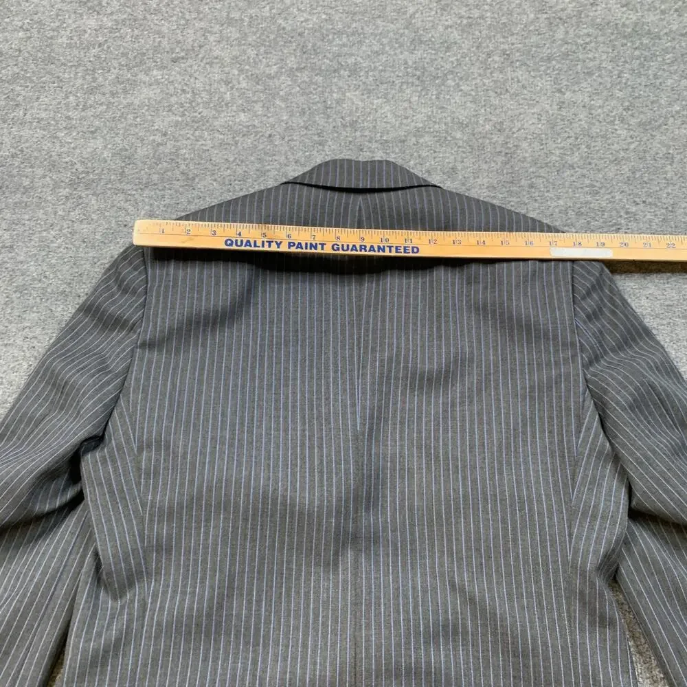 Vintage Hugo Boss Blazer Mens 38S Short Gray Wool Rossellini Pinstripe 3-Button
